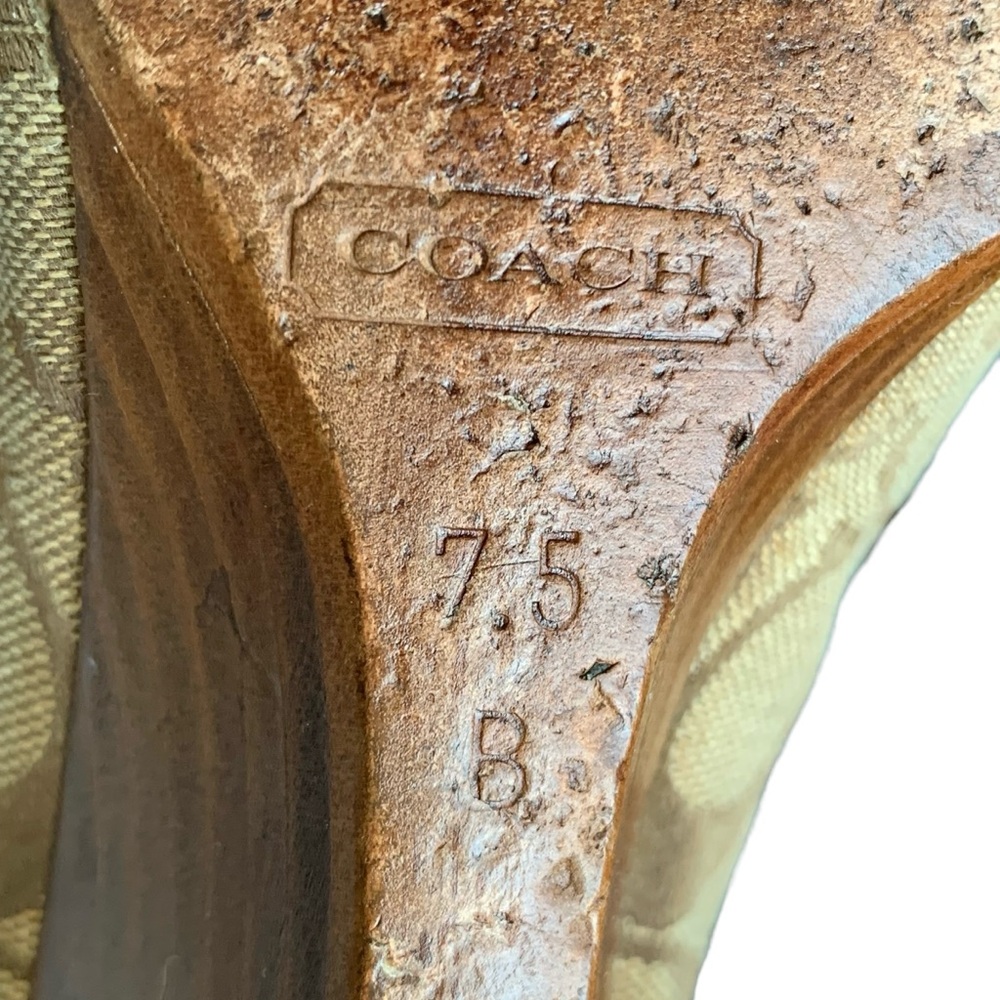 Coach Stella Jacquard Signature Leather Wedge Peep Toe Shoes - Picture 8 of 15